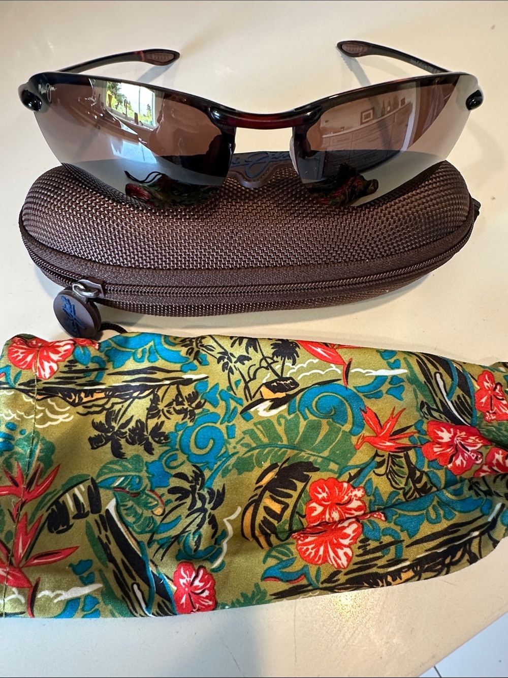Maui Jim Brown Frame with Brown Lenses Wraparound Sunglasses